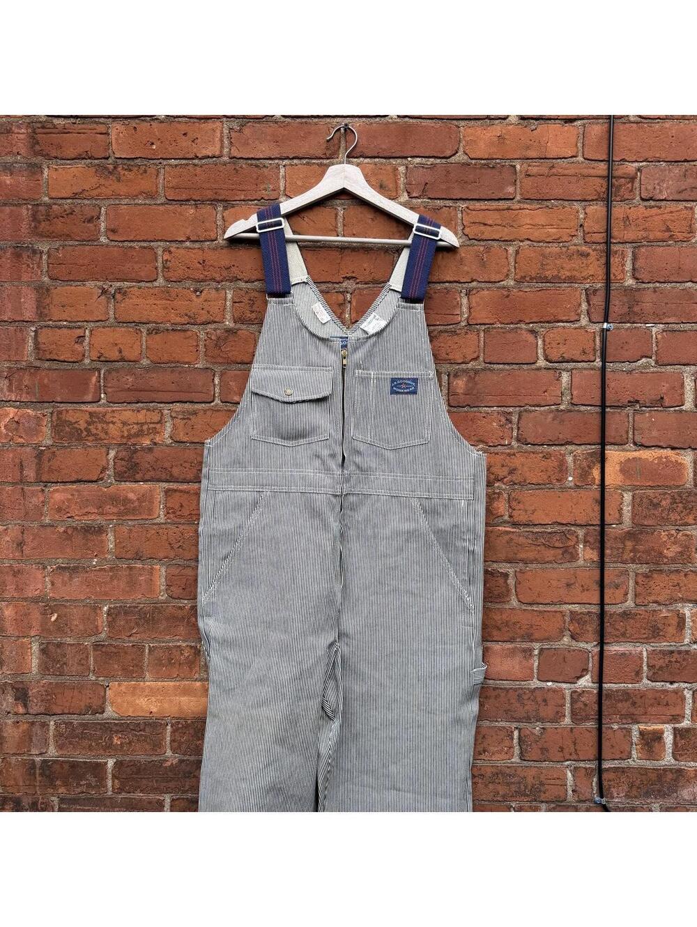 vintage J.B. Goodhue hickory striped overalls 80s 40